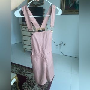 NWT baby pink faux leather overalls